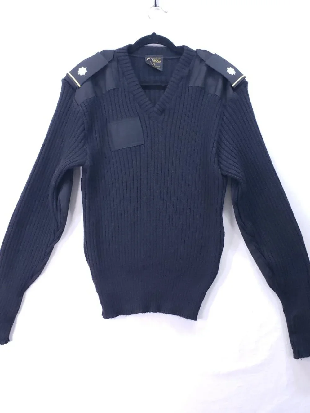 Citadel Sweater 46 Men Black 100% Virgin Wool Commando Military Patches Workwear
